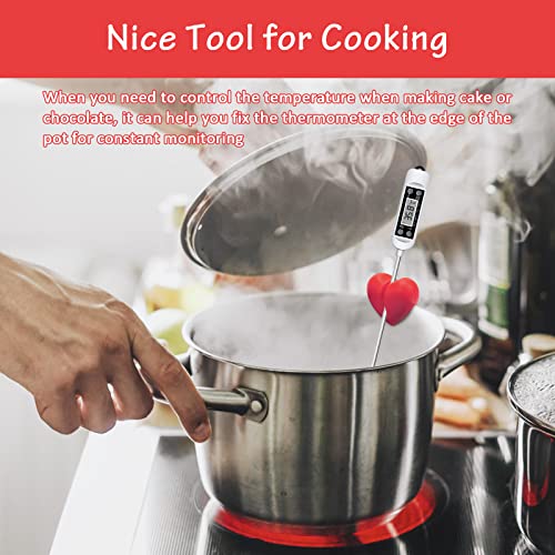 2Pcs Thermometer Pot Clip Holder, Windspeed Red Candy Thermometer Pot Clip Holder for Digital Thermometer Holder for Candle Soap Jam Candy Milk Chocolate Cooking(No Thermometer Include) - color: Red