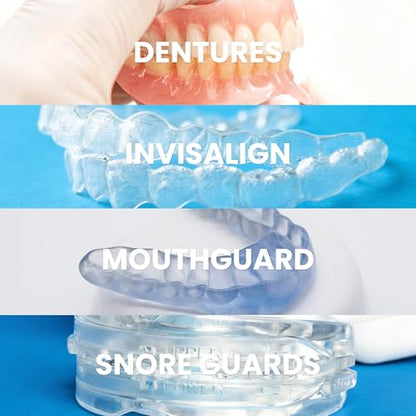 Denture Bath Case and Retainer Case, Denture Bath Cup for Invisalign Retainers Mouthguards Dentures Cleaner Kit with Strainer Spill-Free Portable Retainer Cleaner Case by M3 - size: 1 Count (Pack of 1)