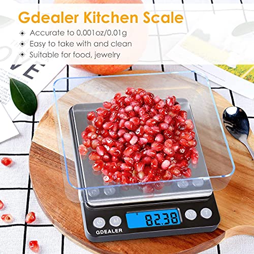GDEALER Digital Pocket Kitchen Scale 0.001oz/0.01g 500g Kitchen Food Scale Jewelry Weight Compact Scale, Tare, Stainless Steel, Backlit Display, Black - color: Black