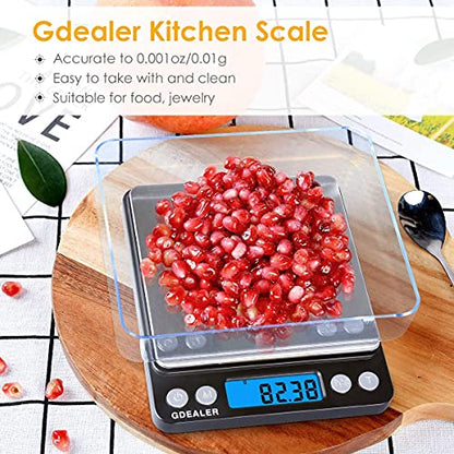 GDEALER Digital Pocket Kitchen Scale 0.001oz/0.01g 500g Kitchen Food Scale Jewelry Weight Compact Scale, Tare, Stainless Steel, Backlit Display, Black - color: Black
