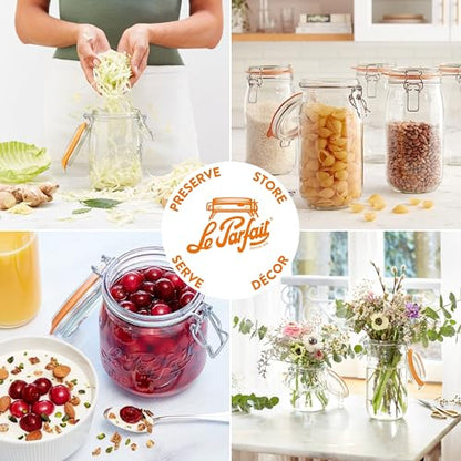 Le Parfait Super Jar 500mL (16oz) French Glass Preserving Jar w/Airtight Rubber Seal & Wire Bail Closure - BPA-Free Canning Jar for Pickles, Fruit, Sauce & Food Storage - Made in France Since 1930 1PK - color: 16oz (Single)