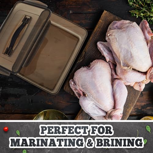 Reallnaive 3 Pcs Marinating Containers with Lid 12.5, 8.3, 6.5 Quart Plastic Food Brining Containers Dishwasher Safe Grilling Accessories for Thanksgiving Meat Chicken Turkey Rib BBQ Prep Storage - size: 12.5 Quart,8.3 Quart,6.5 Quart