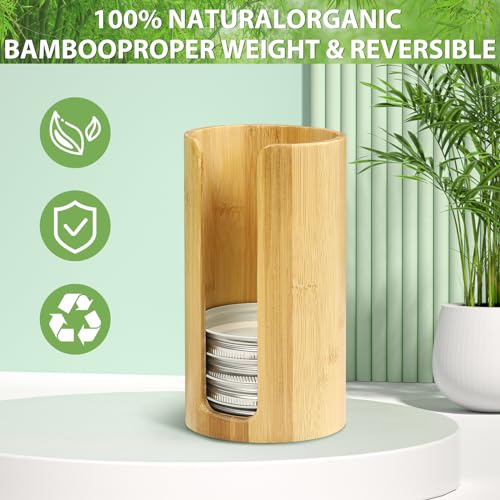 Mason Jar Lid Organizer, Wide & Regular Mouth Lids Holder (2pcs) | Mason Jar Lid Storage Made of Bamboo, Stackable Space-Saving Rack, Suitable for Mason/Canning/Bamboo Lids - style: Single-sided hole