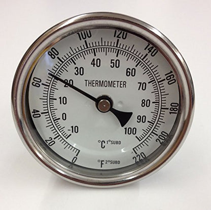 Quick Fit 2 In. Weldless Stainless Steel Thermometer for Home Brewing