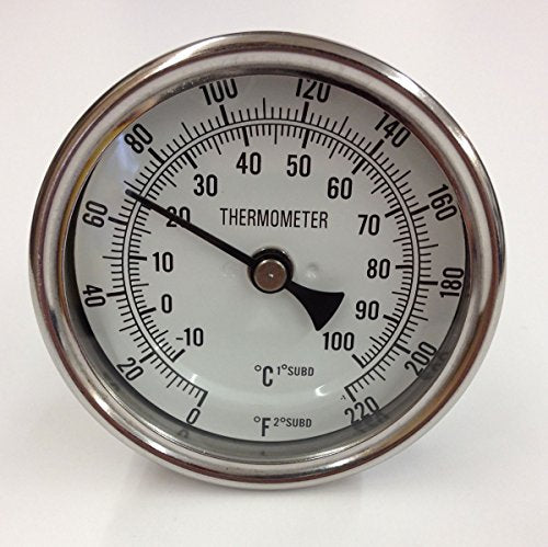 Quick Fit 2 In. Weldless Stainless Steel Thermometer for Home Brewing