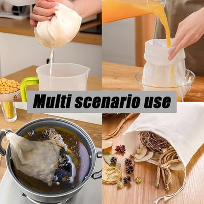 3 PCS Nut Milk Bag, 10" x 12" Cheese Cloths Bag for Straining, Natural Unbleached Cotton Cheesecloth Bags, Reusable Strainer Bags for Juice, Almond Milk, Yogurt, Coffee - size: 11.8"x9.8"