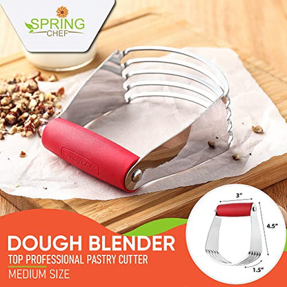 Spring Chef Dough Blender, Top Professional Pastry Cutter, Heavy Duty Baking Tool with Stainless Steel Blades, Medium Size, Red - color: Red, size: 3" Medium