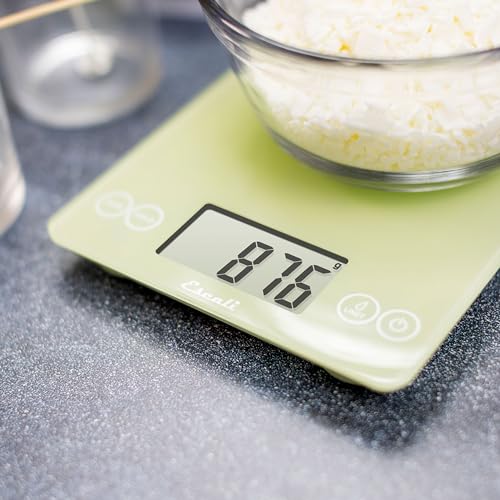 Escali Arti Glass Food Scale Digital Countertop Kitchen, Baking and Cooking Scale with Large Display, 15-Pound Capacity, 9" x 6.5" x .75", Classic Green - color: Green