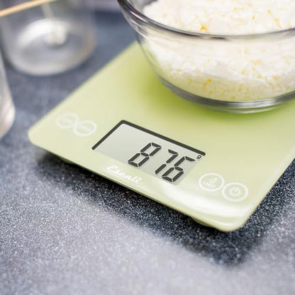 Escali Arti Glass Food Scale Digital Countertop Kitchen, Baking and Cooking Scale with Large Display, 15-Pound Capacity, 9" x 6.5" x .75", Classic Green - color: Green
