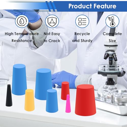 smseace 40Pack Rubber Plug 1/16 Inch to 5/8 Inch Rubber Stoppers 8-Sizes High Temp Silicone Plug for Coating, Round Hole, Painting Protection - size: 40Pcs