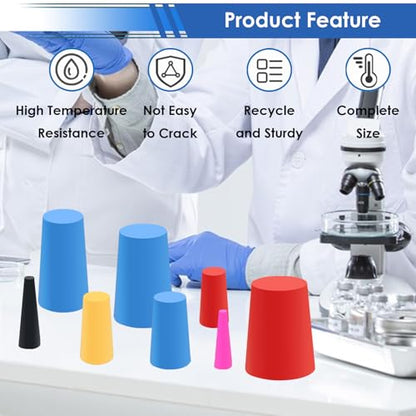 smseace 40Pack Rubber Plug 1/16 Inch to 5/8 Inch Rubber Stoppers 8-Sizes High Temp Silicone Plug for Coating, Round Hole, Painting Protection - size: 40Pcs