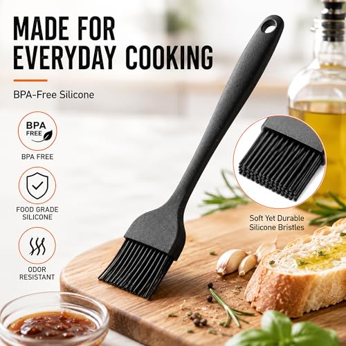 Silicone Basting Pastry Brush for Baking Cooking Bbq Grill Spread Oil Butter Sauce 2 Pack - color: black2