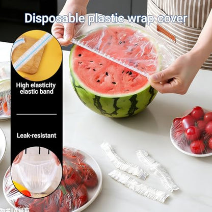 Elastic Stretchable Food Covers Reusable Kitchen - 1 Pack (100PCS) Blocks Odors for Bowls, Fridge & Microwave, Food Freshness Accessory