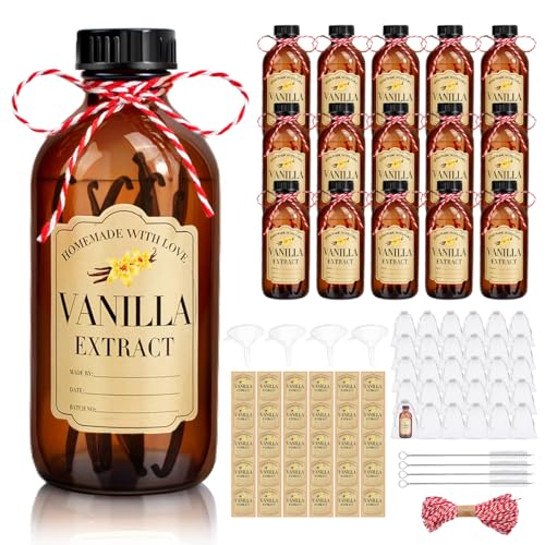 30Pcs 2 Oz Amber Glass Bottle Boston Round Bottles for Vanilla Extract Homemade,Brown Vanilla Extract Jars with Caps for Syrup Gift Glass Food Storage Canister and Sauce Beans - size: Small