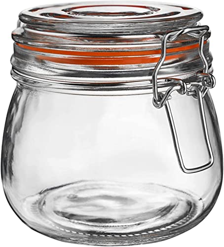 Hovico 25 oz Glass Jars With Airtight Lids And Leak Proof Rubber Gasket,Wide Mouth Mason Jars With Hinged Lids For Kitchen Canisters 750ml, Glass Storage Containers - color: 25oz*1-Round