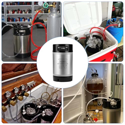 2PCS 2.5 Gallon Corny Keg Ideal for Brewing Party Home Ball Lock Keg | 304 Stainless Steel, Dual Rubber Handles Rubber Bottom, Portable Ball Lock Beer Dispenser Lid Fittings,NSF Certification