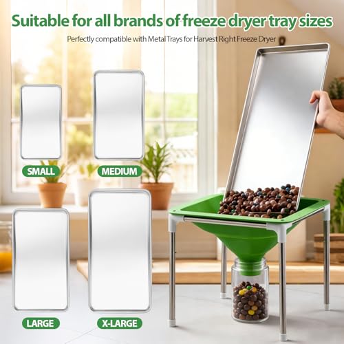 Extra Large Silicone Funnel Compatible with Harvest Right Freeze Dryer, 4-Level Height Adjustable & Collapsible, Wide Mouth Design Fits All Dryer Tray Sizes, Convenient for Mason Jars and Mylar Bags - color: Green