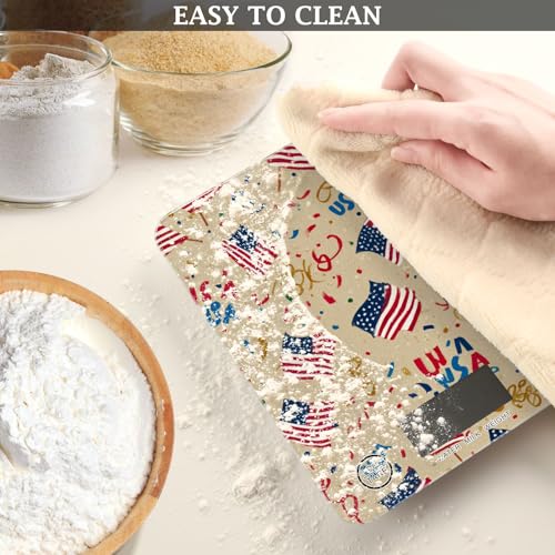 Food Scale Kitchen Scale for Baking Cooking Digital Food Weighing Measuring Scale Small Waterproof Electric Food Scale Brown Patriotic American Flags - color: Brown Patriotic American Flags