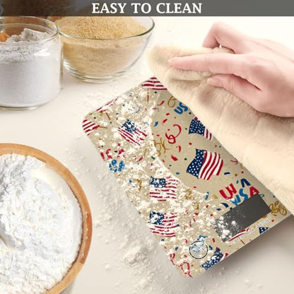 Food Scale Kitchen Scale for Baking Cooking Digital Food Weighing Measuring Scale Small Waterproof Electric Food Scale Brown Patriotic American Flags - color: Brown Patriotic American Flags