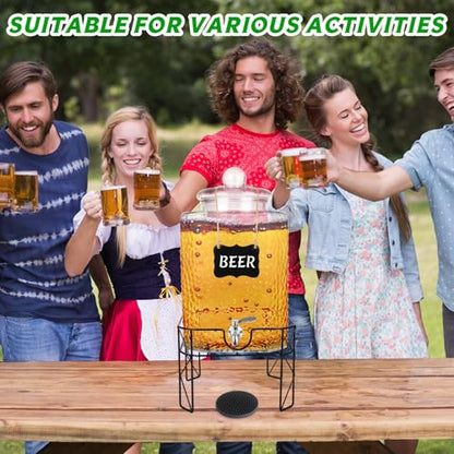 4.6 Gallon Glass Beverage Dispenser with Stand Beverage Dispensers with Stanless Steel Spigot Hanging Chalkboard Signs Drip Trays Drink Juice Dispenser with Lids for Party Wedding Kitchen