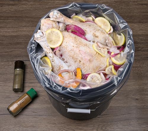 Turkey Brine Bag Set of 10, 20x27.5 Inch 5 Gallon Bucket Liner Bags for Brining and Marinating Meat, Extra Thick 5 mil Leak-Proof Brining Bags for Turkey, Chicken, and Beef (No BPA）