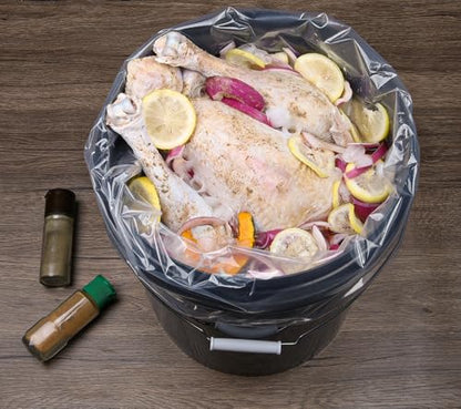 Turkey Brine Bag Set of 10, 20x27.5 Inch 5 Gallon Bucket Liner Bags for Brining and Marinating Meat, Extra Thick 5 mil Leak-Proof Brining Bags for Turkey, Chicken, and Beef (No BPA）