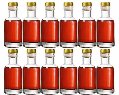 Clear Glass Bottles 3 oz - 100ml [Pack of 12] for Wine Beverages Drinks Oil Vinegar Kombucha Beer Water Soda with Cork Stopper Airtight Lid - size: KC-Short-3oz-12pic