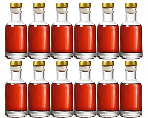 Clear Glass Bottles 3 oz - 100ml [Pack of 12] for Wine Beverages Drinks Oil Vinegar Kombucha Beer Water Soda with Cork Stopper Airtight Lid - size: KC-Short-3oz-12pic