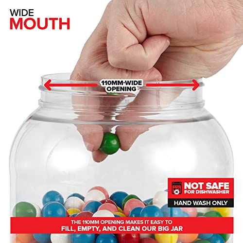 Stock Your Home Half Gallon Clear Plastic Jars with Lids (1 Pack) 64 oz Wide Mouth Large Jar with Lid, Big Container for Candy, Cookies, Arts & Crafts, Bartender Money Tips, Kitchen & Pantry Storage - size: 0.5 Gallon