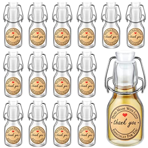 Queekay 20 Pack Mini Glass Bottles with Swing Top Lids, Airtight Flip Top Bottles for Vanilla Extract, Homemade Gifts, Party Favors (Clear,2 oz) - color: Clear, size: 2 oz