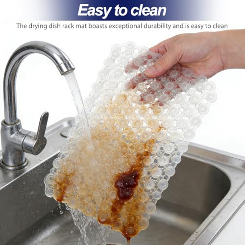 Hemobllo Sink Protectors for Kitchen, PVC Kitchen Mats Protector for Bottom of Farmhouse Sink And Dishes, Countertop Dish Drying Mat and Shelf Liner for Bathroom Counter, 15.75"x11.81"