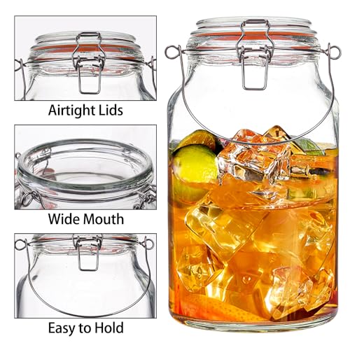 1 Gallon Glass Jar with Lids,2 Pack Large Glass Jars with Airtight lid,Super Wide Mouth Mason Jars for Storage,Fermenting,Canning,Pickling - color: 128oz