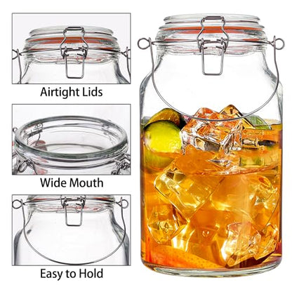 1 Gallon Glass Jar with Lids,2 Pack Large Glass Jars with Airtight lid,Super Wide Mouth Mason Jars for Storage,Fermenting,Canning,Pickling - color: 128oz