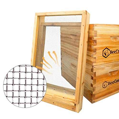 BeeCastle Beehive Screened Bottom Board Dipped in 100% Beeswax,Screened Bottom Board 10 Frame with Solid Wood - size: 10-Frame