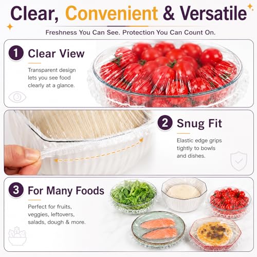 Lagincig 100Pcs Bowl Covers for Bread Proofing - Large Plastic Wrap for Food Sourdough Baking Bread Rising Elastic Reusable Plate Covers Outdoor Indoor Picnic Food Fresh Keeping Bags