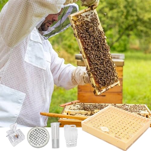 Queen Rearing Kit Complete Beekeeping Starter Kit Including Queen Rearing Box, Cell Cups, Beekeeping Moving Grafting Tools Queen Excluder, Perfect Beekeeping Kit for Beekeeper Gift Queen Rearing Kit