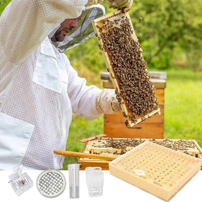 Queen Rearing Kit Complete Beekeeping Starter Kit Including Queen Rearing Box, Cell Cups, Beekeeping Moving Grafting Tools Queen Excluder, Perfect Beekeeping Kit for Beekeeper Gift Queen Rearing Kit