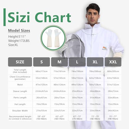 ANDES Sting Proof Bee Suit with Gloves & Fencing Veil, XL(Fits 5'11"-6'3") | Professional Beekeeper outfit Kit, Wasp Resistant, Unisex, for Apiary Backyard Halloween, Beginner & Pro - size: X-Large