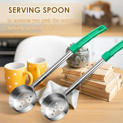 4 Ounce Stainless Steel Perforated Portion Control Ladle Spoon - 4Pcs Pizza Sauce Serving Spoons Portion Ladle for Sauces, Perfect for Weight Watchers, Buffets, Parties - style: Perforated