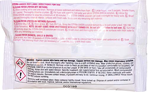 Stera Sheen Fryer Cleaner, 24 x 6 oz. Pkts, Stera Red Label Food Grade Fryer Cleaning Powder, Fryer Boil Out, Easy Use Portion Packets - size: 6 Ounce (Pack of 24)