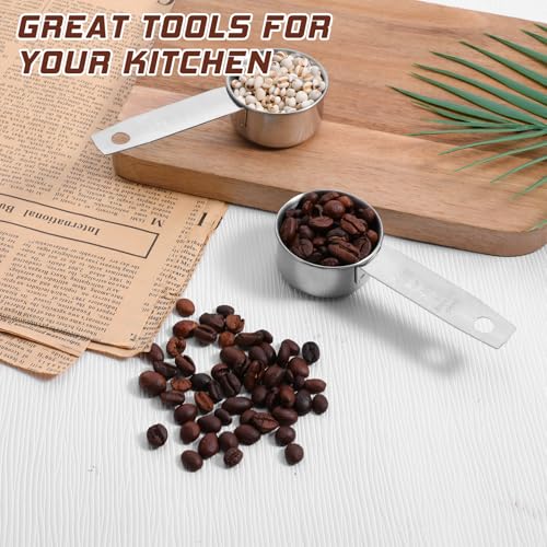 4 Pcs 1/8 Cup (30ml) Measuring Cup, 1oz Stainless Steel Measuring Cups Metal Measure Scoop Coffee Scoops Rice Cups Tablespoon for Cooking Baking, Wet and Dry Ingredients, Dishwasher Safe - size: 1/8 Cup