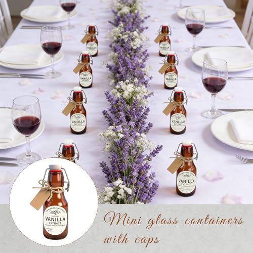 24 Sets Swing Top Glass Bottles Set 4 Oz Vanilla Extract Bottles Amber Homemade Vanilla Extract Jars for Weddings Family Gatherings Christmas DIY Crafts