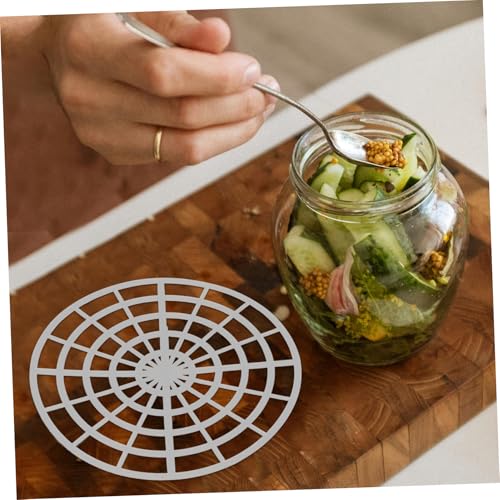 Garneck 5pcs Round Mesh Vegetable Fermentation Press Rack Pickle Keeper with Strainer Efficient Fermenting Weights for Jars Crocks Home Canning and Pickling