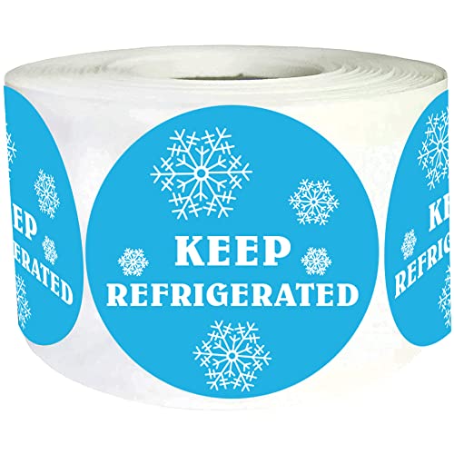 Round Keep Refrigerated Stickers Fluorescent Blue Keep REFRIGERATED Labels | 500 Pcs Food Packaging Warning Adhesive Sticker 1.5 Inch Pharmacy Drugstores Warning Labels for Cold Food Shipping Packing - color: Blue, size: 1.5 Inch Round