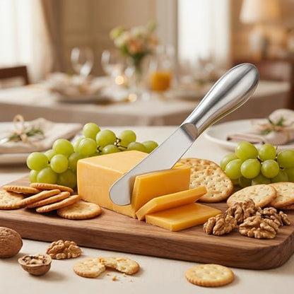 2PCS Stainless Steel Butter Knife Set, Multipurpose Butter Spreader Knife for Cold Butter, Cream Cheese, Jam, Pastry, Charcuterie Board and Kitchen Food Prep