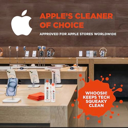 WHOOSH! Screen Shine Duo XL - Screen Cleaner Spray and Wipe for Eyeglasses, Phone & Laptop - Removes Fingerprints - Includes 3.4 oz + 1 oz Leak-Free Bottles & 2 Microfiber Cloths for Home & Travel - size: 4.4 Fl Oz (Pack of 1)