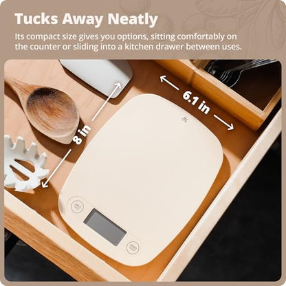Greater Goods Food Scale – Digital Kitchen Scale, 1g Precision, Easy-Tare & Quick Conversion, Slim Compact Design, Durable & Portable | Ideal for Cooking, Baking & Meal Prep (Birch White) - color: Birch White