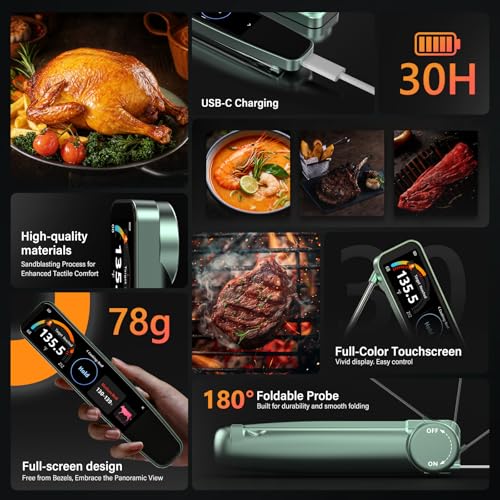 AWLKIM Smart Meat Thermometer 0.5s Instant Read Touchscreen