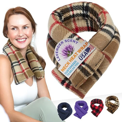 SunnyBay Microwave Heating Pad, Microwavable Heated Neck and Shoulder Wrap, Soothing Weighted Moist Heat or Ice Pack with Flaxseed and Lavender, 26x5 Inches, 2.5 lbs, Made in USA, London - color: Lavender - London