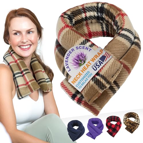 SunnyBay Microwave Heating Pad, Microwavable Heated Neck and Shoulder Wrap, Soothing Weighted Moist Heat or Ice Pack with Flaxseed and Lavender, 26x5 Inches, 2.5 lbs, Made in USA, London - color: Lavender - London